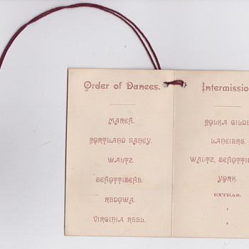 Dance schedule from 1890 high school dance