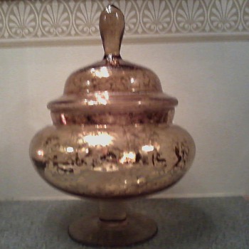 "Huge" Mid Century /Weeping Gold / Italian Art Glass /Apothecary Jar  - Art Glass