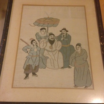 A lovely hand stitch Japanese picture on silk