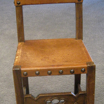 Spanish style leather and wood chair - Furniture
