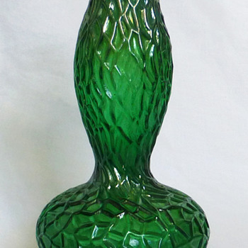 Bohemian Green Martele Vase - Art Glass