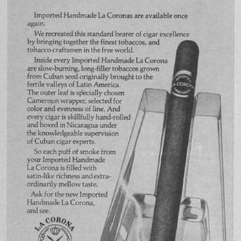 1976 - La Corona Cigars Advertisement