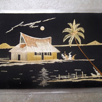 Vintage art from India- Wood on fabric?