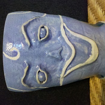 Mid Century Blue Face Vase 