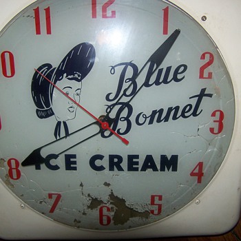 Vintage Blue Bonnet Ice Cream Clock