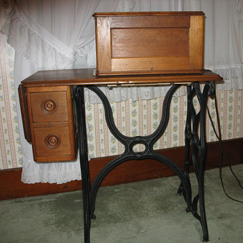 walnut sewing machine table 