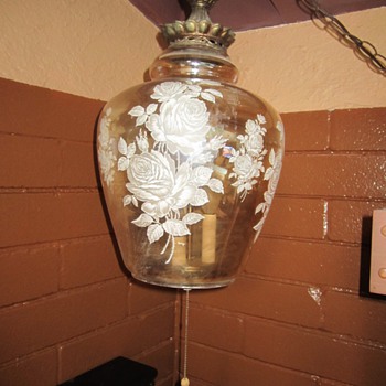 Etched Amber Lamp with Brass fixtures - Lamps