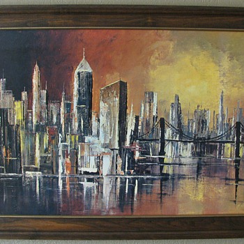 Mid Century Modern Sunset Cityscape