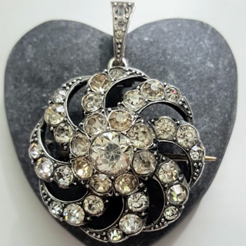 Antique silver and paste brooch/pendant, mysterious maker again! - Fine Jewelry