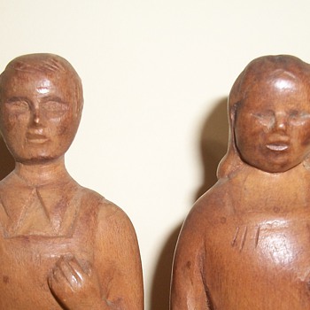 Folk Art Sculpture Carvings Man and Woman Figures collection Jim Linderman - Folk Art