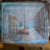 WOODEN SPIRAL CUT PORTRIAT OF TWO BOATS 