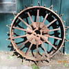 Old Tractor Wheels have steele cletes on them