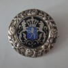 Vintage 800 sterling enameled round silver brooch pin