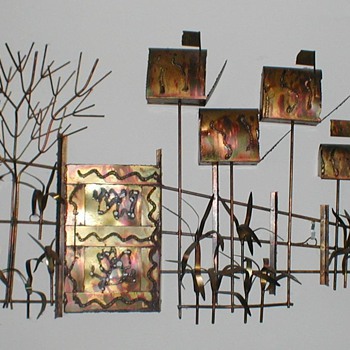 Brass/Copper Wall Hanging "Country Mailboxes"