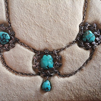 Liberty & Co. Turquoise Silver Necklace, probably by Jessie M. King c. 1900 - Fine Jewelry