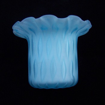 Murano Blue MOP Diamond Quilt Ruffled Edge Toothpick Holder - Art Glass