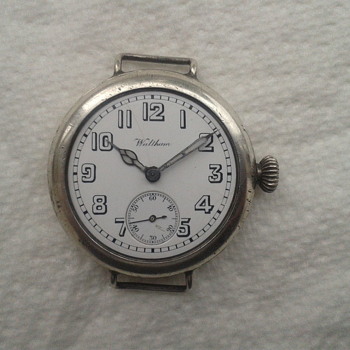 Waltham 1915 WW1 silver wrist watch, Harold G. Hiley. - Wristwatches