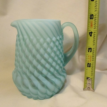 Picture vase, baby blue and white glass - Glassware