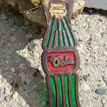  Old 7 1/2 " Metal and Glass Cola Opener Unknown maker  - Coca-Cola