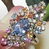Huge Unheated Ceylon Sapphire Diamond Ring