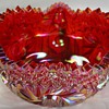 Vintage Red Carnival Glass Bowl Buzz Star LE Smith