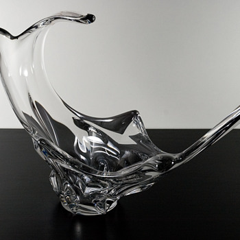 #34 Large Wave Form Bowl by Bayel Cristal, France - Art Glass