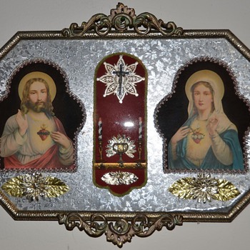Religious art etched metal framed candle Mystery Art? Framed