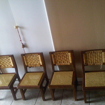 Set of 4 Children's Cane and Rush Chairs  - Furniture