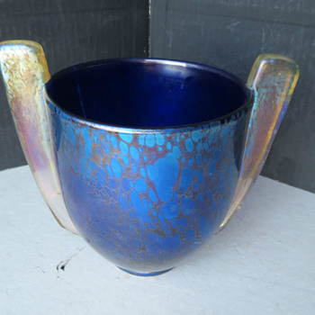 Maria Kirschner Loetz Cobalt Gold Papillon "Paddle-handled" Vase - Art Glass