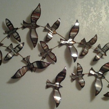 Late 1970's Artisan House /Curtis Jere' Flock of Birds Metal Wall Art