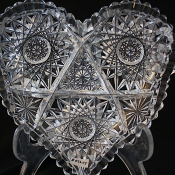 Laural Cut Glass Co. Heart Shaped Nappy American Brilliant Cut Glass - Glassware