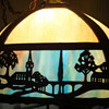 Blue/cream slag lampshade with church and bridge