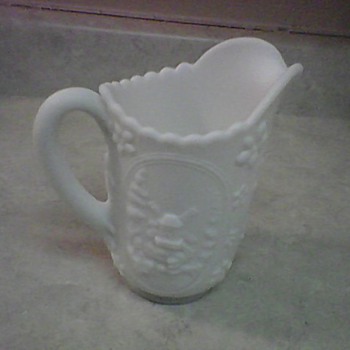 WINDMILL MILK GLASS PITCHER - Glassware