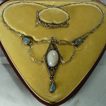 Artificers' Guild Silver, Opal and Moonstone Necklace - Arts and Crafts
