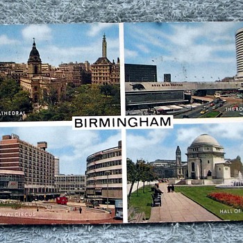 1968-birmingham-old postcard-stamped 1st april 68. - Postcards