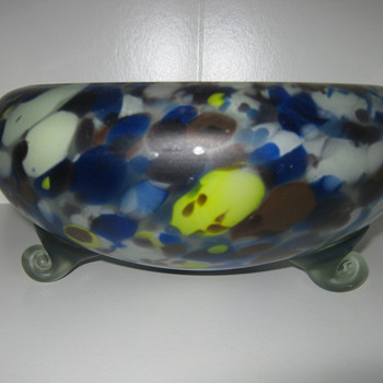 Czechoslovakia Satin Glass footed bowl Ruckl - Art Glass