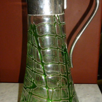 A RARE EARLY KRALIK GLASS PITCHER WITH WMF METAL MOUNTS - Art Glass