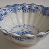 Heavy Old Bowl~White with Blue Oriental Themed Design~Large & Fluted