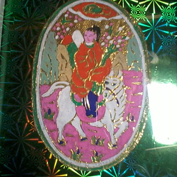 ANTIQUE CHINESE GOLD FOIL TEMPURA PAINTINGS, 1899" TONG TAI" - Asian