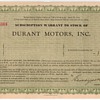 1931 Durant Motors Stock Subscription Warrant