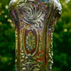 Imperial Glass Smoky/Purple Scroll and Flower Panel Vase,Unmarked