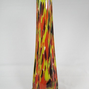 Monumental Czech Art Deco Spatter glass Vase 14" ca. 1920's 30's - Art Glass