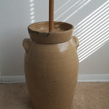 Stoneware Butter Churn. "4"