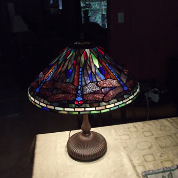 Faux Tiffany Blue Dragonfly Lamp