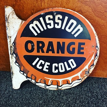 Mission "ORANGE" Ice Cold double-sided flange tin sign - Signs