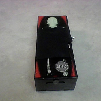 VINTAGE TIN COFFIN BANK