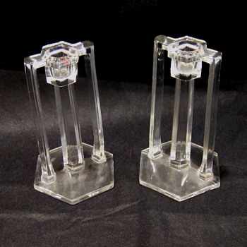 Unknown, clear glass candle sticks. - Lamps