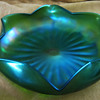 Nice green iridesecent glass bowl - 6 point flower