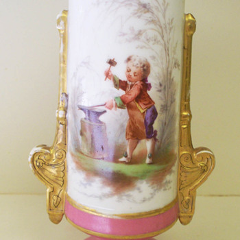 Pink and Gold Vase.  Handpainted.  Blacksmith or swordsmith image