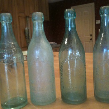 4 Old Blob Top Beer Bottles - Bottles